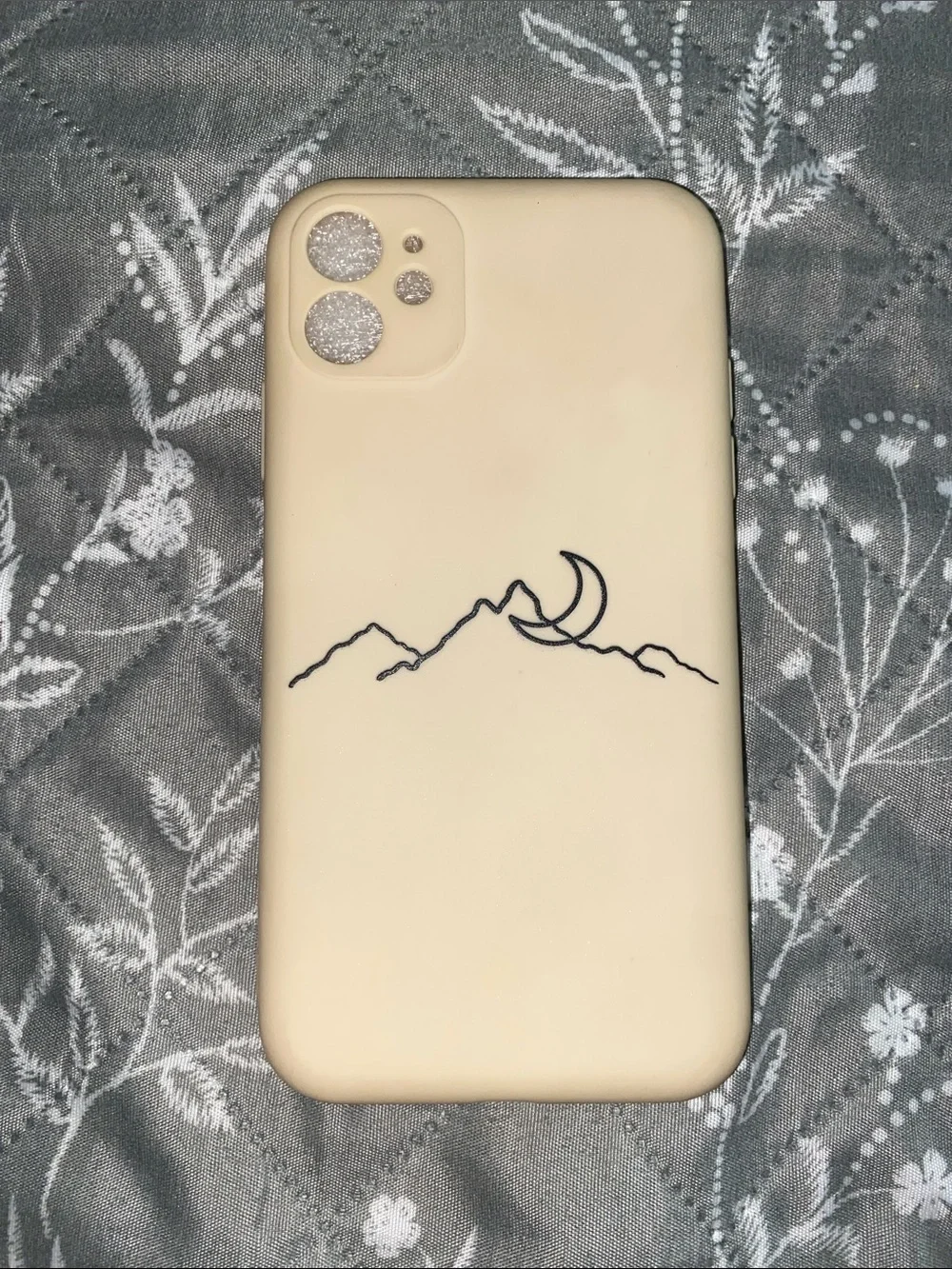 Unbranded Beige Silicone Phone Case with Mountain & Crescent Moon